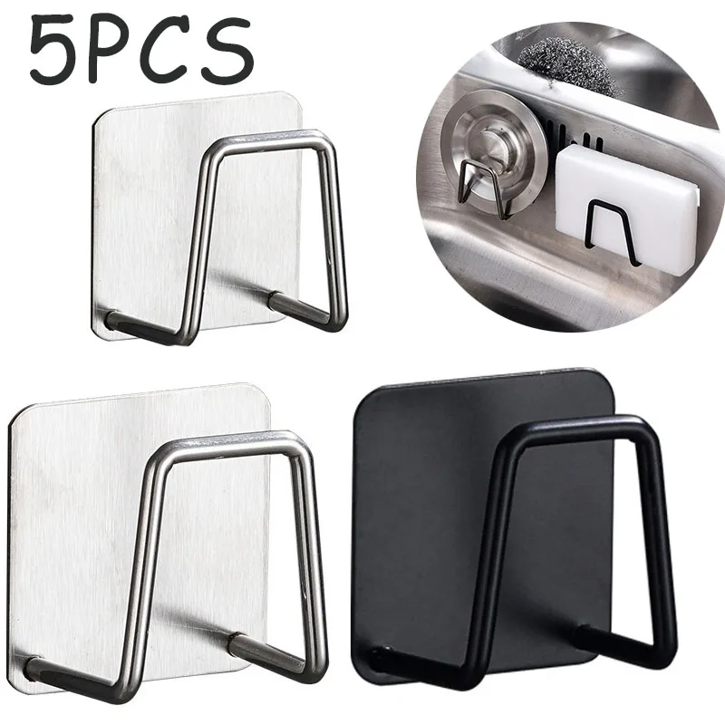 Kitchen Sink Sponge Rack Drain Drying Shelf Toilet Bathroom Sponge Holder Cleaning Rack Hooks Accessories Tools sink sponge rack