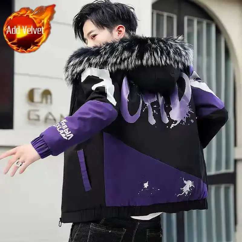 thumbnail image 1 of Abrigo acolchado con capucha para hombre, chaquetas de plumón para hombre, parkas con relleno de letras, ropa barata, promoción de invierno, ropa para exteriores fría, novedades, 1 of 5