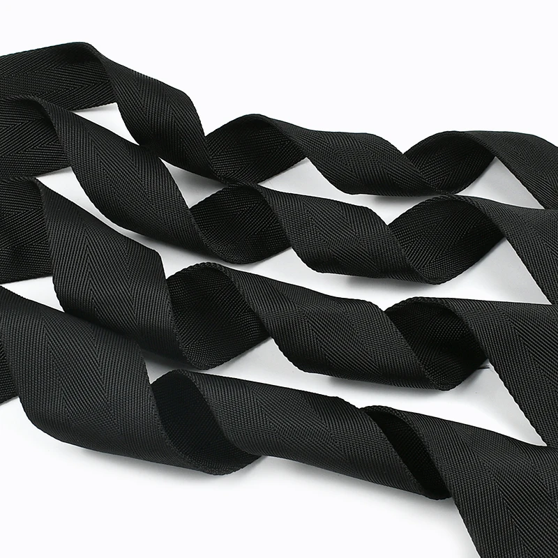 Black Nylon Webbing Strap - Durable 1.5mm Thick Tubular Ribbon for Belts, Slings, and Decorations