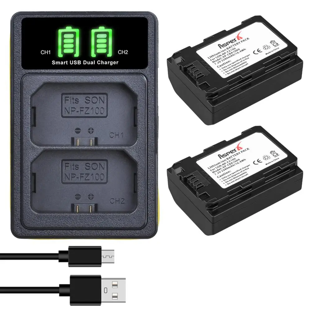 2280Mah Sostituzione Np-Fz100 Batteria/Caricabatterie Per Fotocamera Sony Alpha A7 Iii,A7R Iii,A9,A7R3,A6600, A7R Iv,A9 Ii,9,9R,A9R, 9S