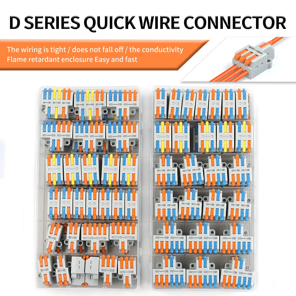 52/54PCS Universal Draht Leiter Stecker Boxed Elektrische Kabel Splitter Schnell Kompakte Push-in Typ Terminal Block mit Hebel