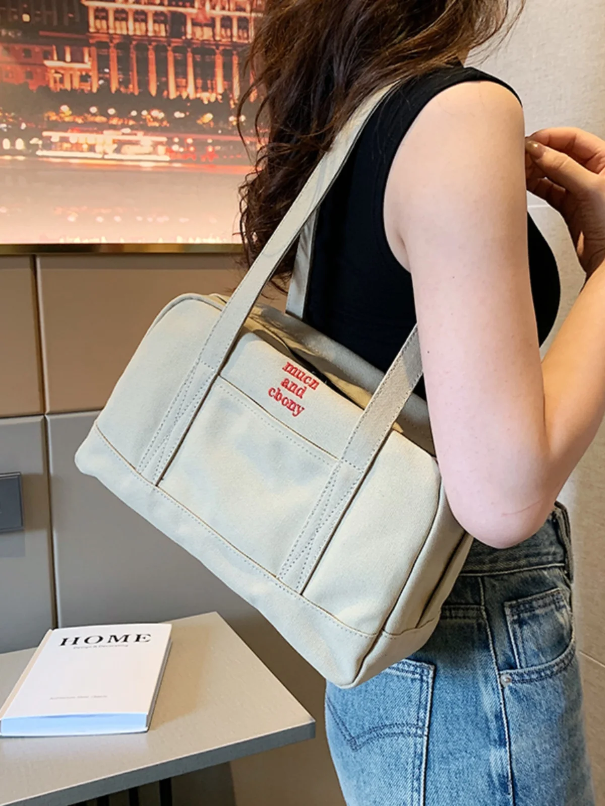 

Повседневная нишевая дизайнерская Холщовая Сумка, новинка 2023, женская сумка, популярная сумка через плечо для подмышек