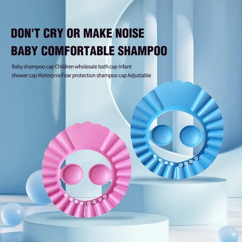 Baby Soft Cap Adjustable Hair Wash Hat 2 PCS for Kids Ear Protection Safe Children Shampoo Bathing Shower