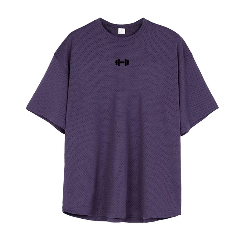 تي شيرت فضفاض بأكمام قصيرة للرجال ، قميص سريع الجف...