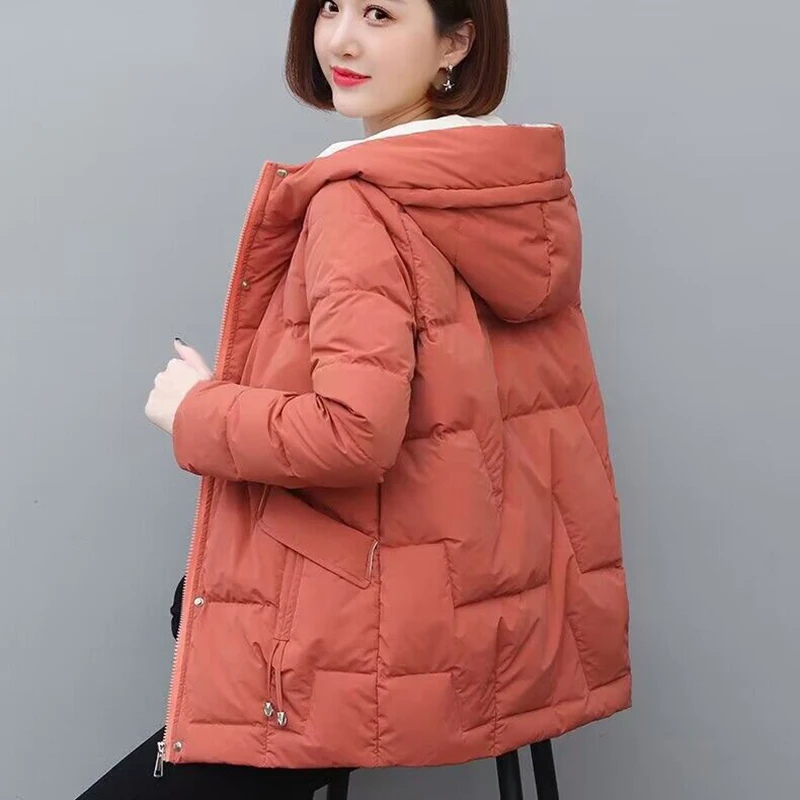 

2023 зимняя женская куртка средней длины парки свободные женские пуховые хлопковые пальто с капюшоном толстые теплые куртки ветрозащитное повседневное пальто