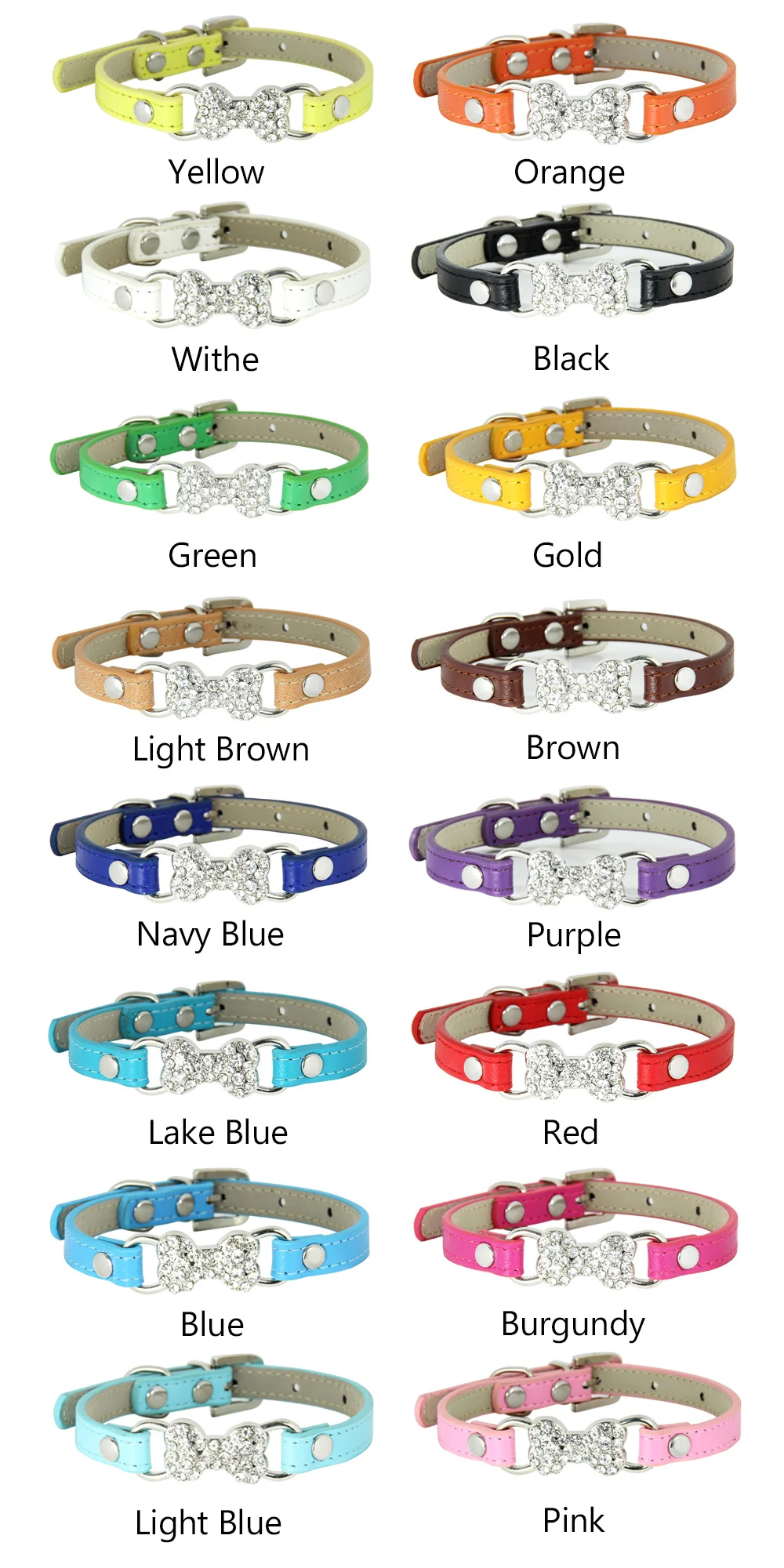 Cute Rhinestone Bone Dog Collar Pet - PeticaDeals