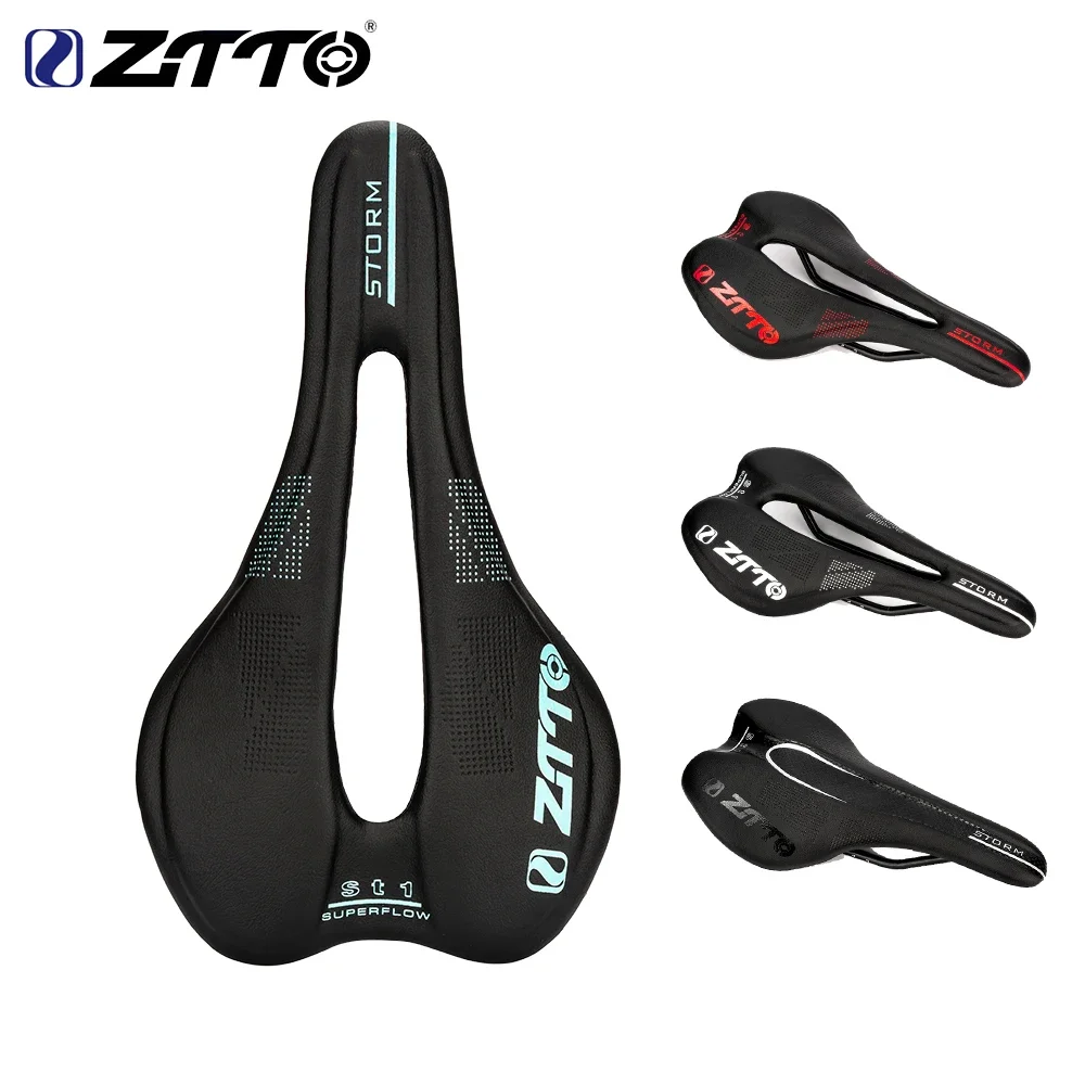 ZTTO MTB Road Bike Saddle Bicycle Seat, PU Leather Hollow Breathable Ultralight Soft Cycling Racing Saddle Cushion
