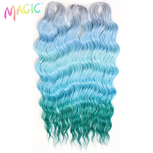 Anna Synthetic Hair 24 Inch Water Wave Braiding Hair Extensions Ombre Blonde Deep Wave Afro Curl Twist Crochet Hair for Women - Image 18