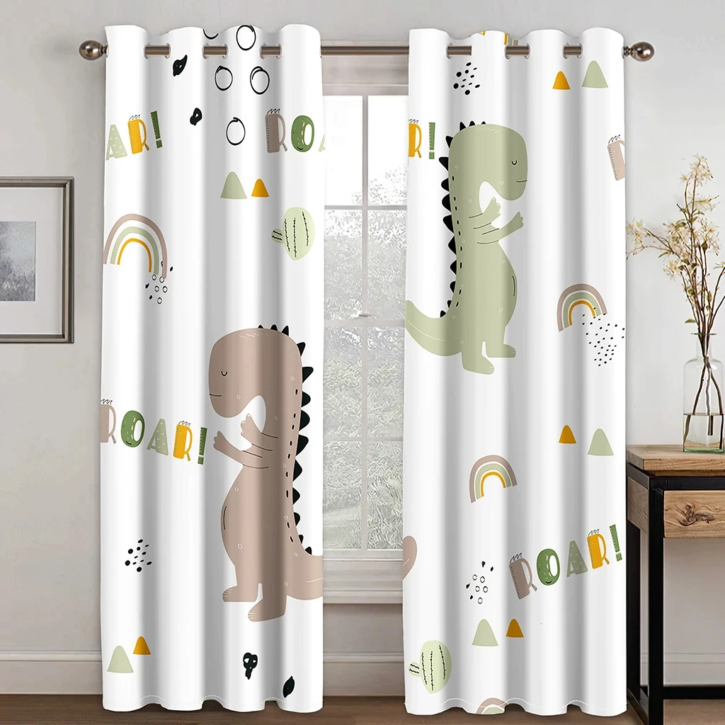 

Boys Lovely Dinosaur Curtains Colorful Cartoon Safari Wildlife Funny Animal Child Dinosaur Curtains for Kids Bedroom Living Room