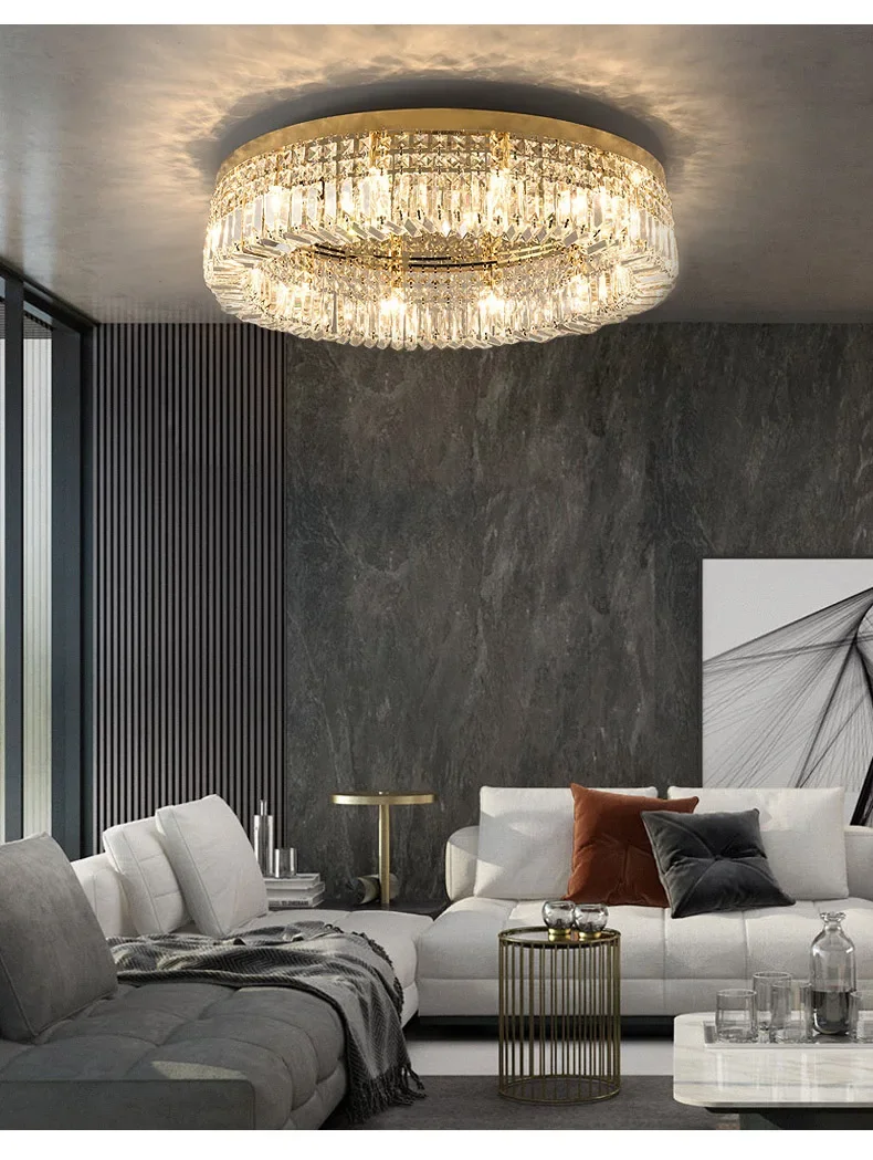 Description Picture 3 of itemLuxury Crystal Circular LED Ceiling Chandelier Living Room Bedroom Ceiling Lamp Hotel Lobby Hanging Lamps for Ceiling