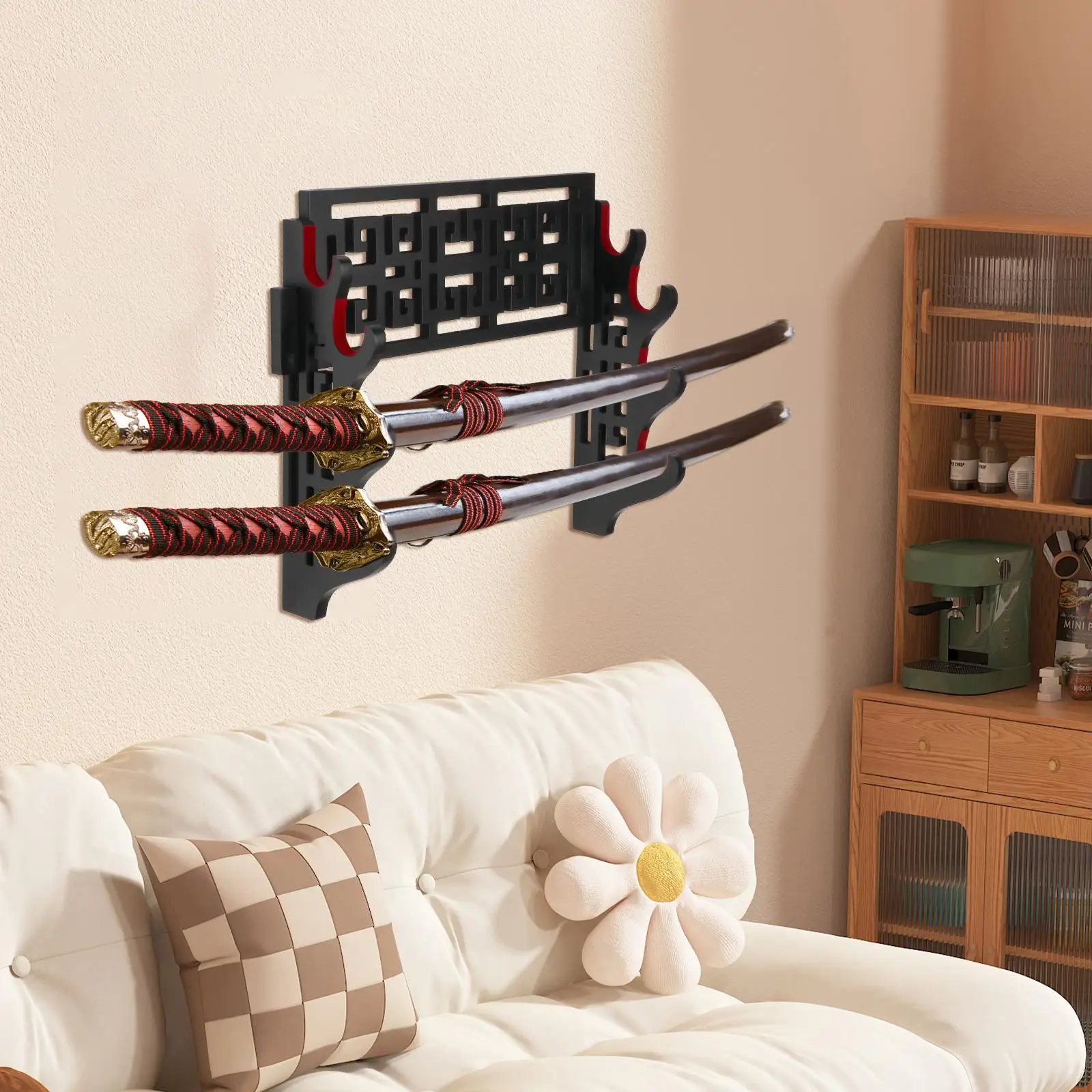4-Tier-Samurai-Sword-Display-Rack-Decorative-Hollow-Base-Support-Wood ...