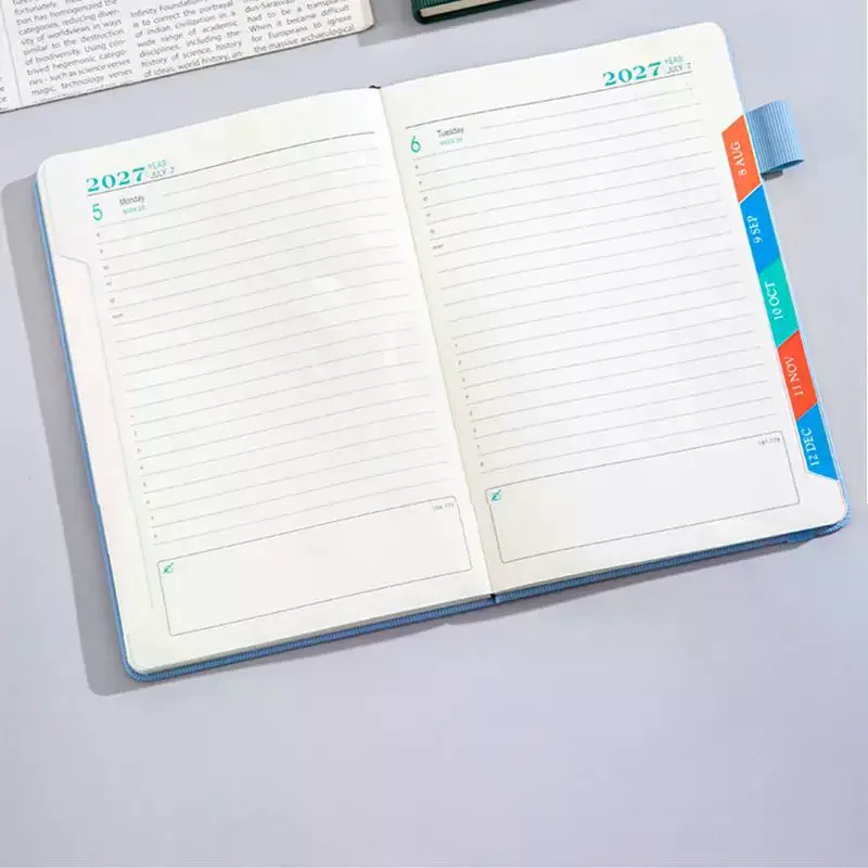 Agenda con copertina goffrata 2027 con elastico e passante per penna – Agenda giornaliera per ufficio, scuola e lavoro - immagine 3