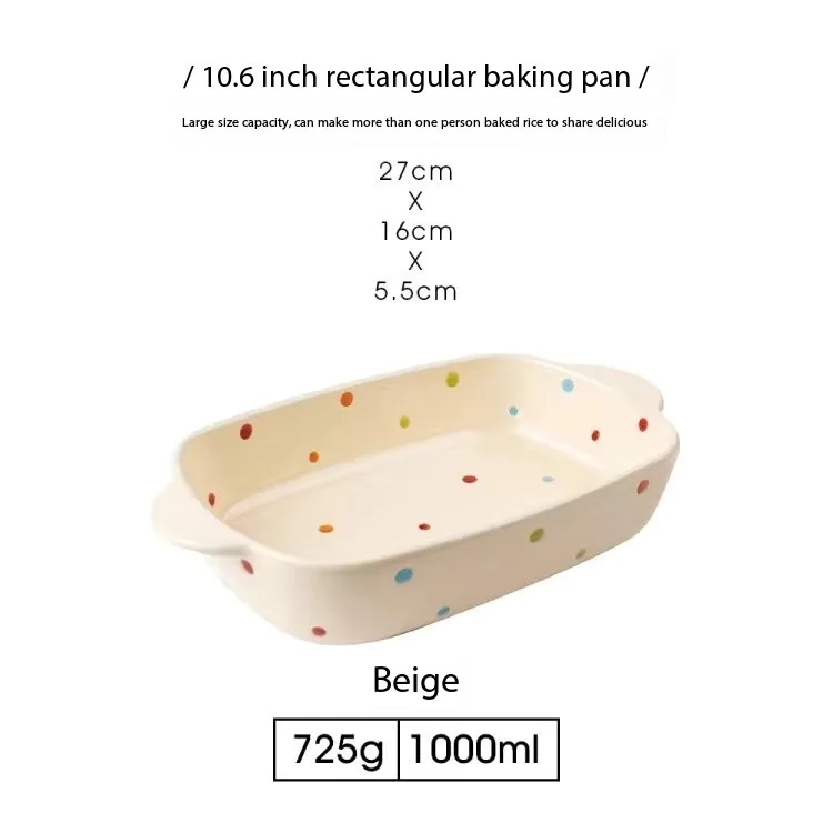 7/8.6/10.6 inch Polka Dot Baking Tray Binaural Baked Rice Pan Ceramic  Cheese Pasta Microwave