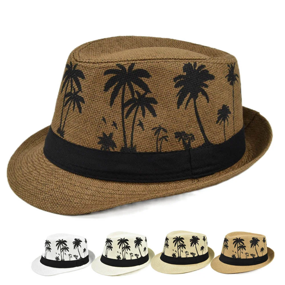 

Fedora Hat Trendy Short Brim Hat Summer Beach Hat UV Protection Caps Outdoor Sun Hat Unisex Straw Hat