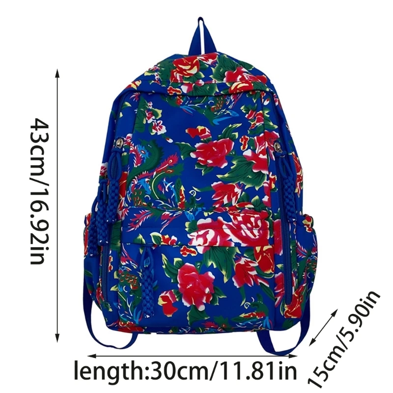Chinese Ethnic Fashion Backpack Northeast Vintage Big Flower Printed Backpack Large Capacity School Bag for Women