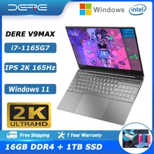 Dere V9 MAX Laptop 15.6", Intel Core i7-1165G7, 16GB RAM + 1TB SSD, 2.5K IPS Screen, Computer Office Windows 11 Notebook