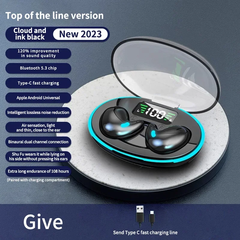 Ultra-Sleek Wireless Sleep Earbuds - Bluetooth 5.3, Waterproof, Noise-Cancelling, Sports Adaptable