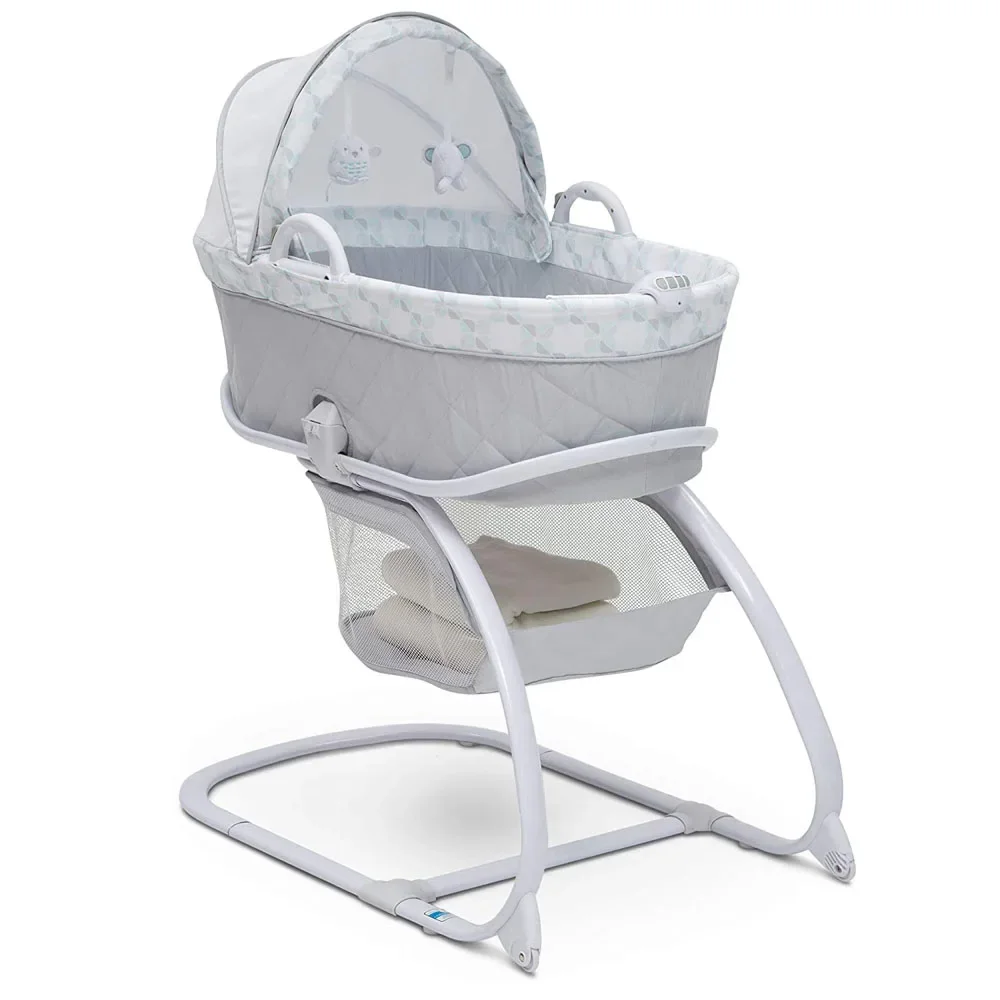 Deluxe 2-in-1 Bedside Bassinet Portable Crib, Windmill