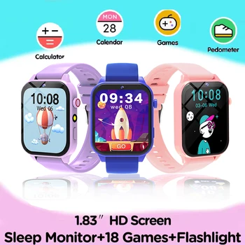 2025 New Smart Watch Kids 1.83 Inch Display 18 Games Sleep Monitor Camera Alarm Clock Children Kids Smartwatch Boys Girls Gifts