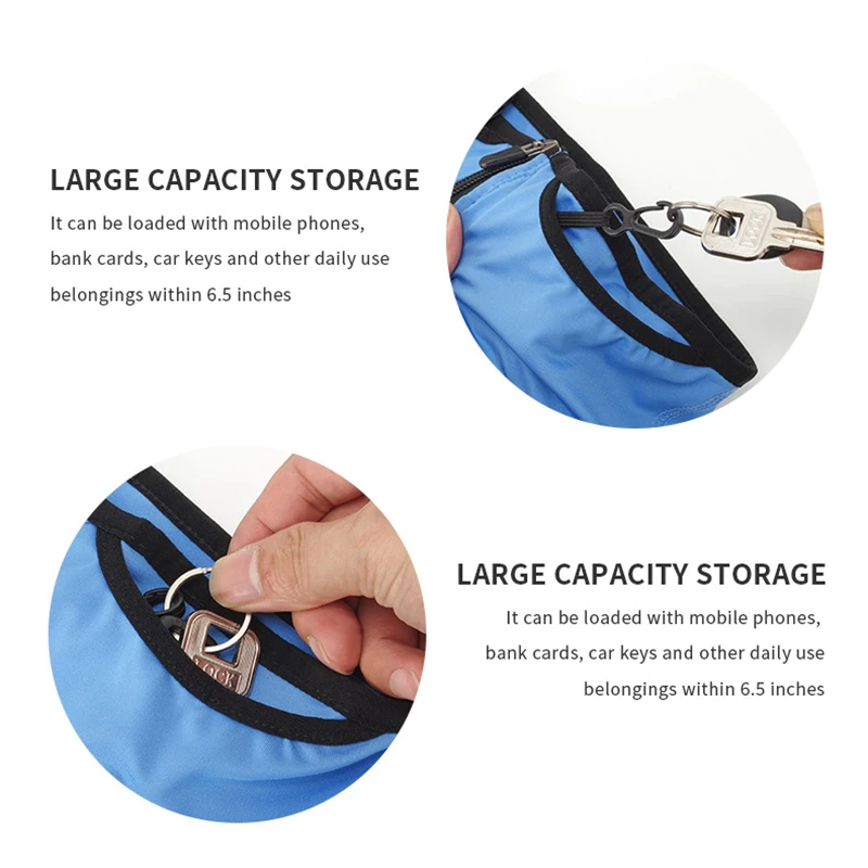 QUESHARK Multi-Use Invisible Elastic Waistband Sport Bag Zipper Pocket Running Gym Yoga Waist Belt Fanny Pack Phone Wallet 5