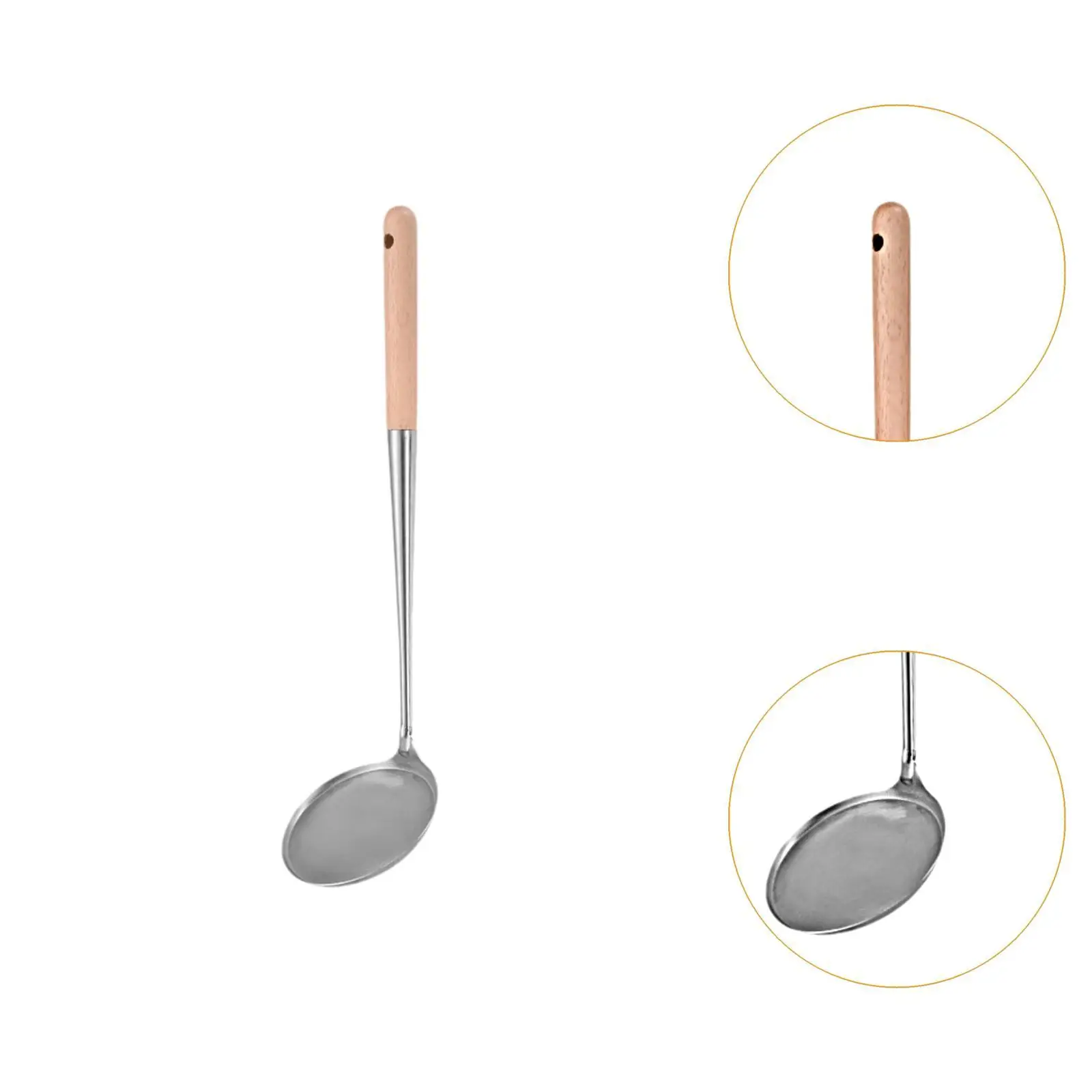 Cake Frying Spoon Rosette Maker Rustproof W/ Anti-scald Wooden Long Handle Frying Ladle Kitchen Cooking Utensil for Household
