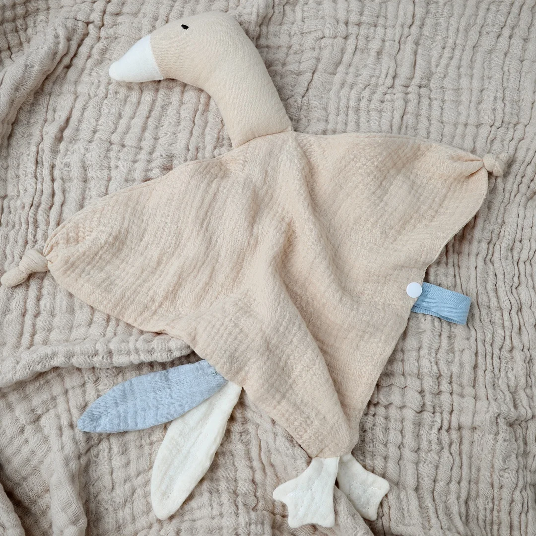 Cotton Muslin Baby Bibs Cute Goose Sleeping Dolls Newborn Soothe Appease Saliva Towel Toddlers Burp Cloth