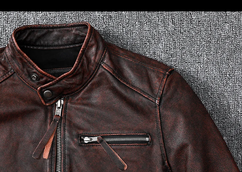 2023New Natural Calfskin Leather Jacket Men Genuine Leather Moto Jacket Autumn Short Classic Business Leisure Corium Coat