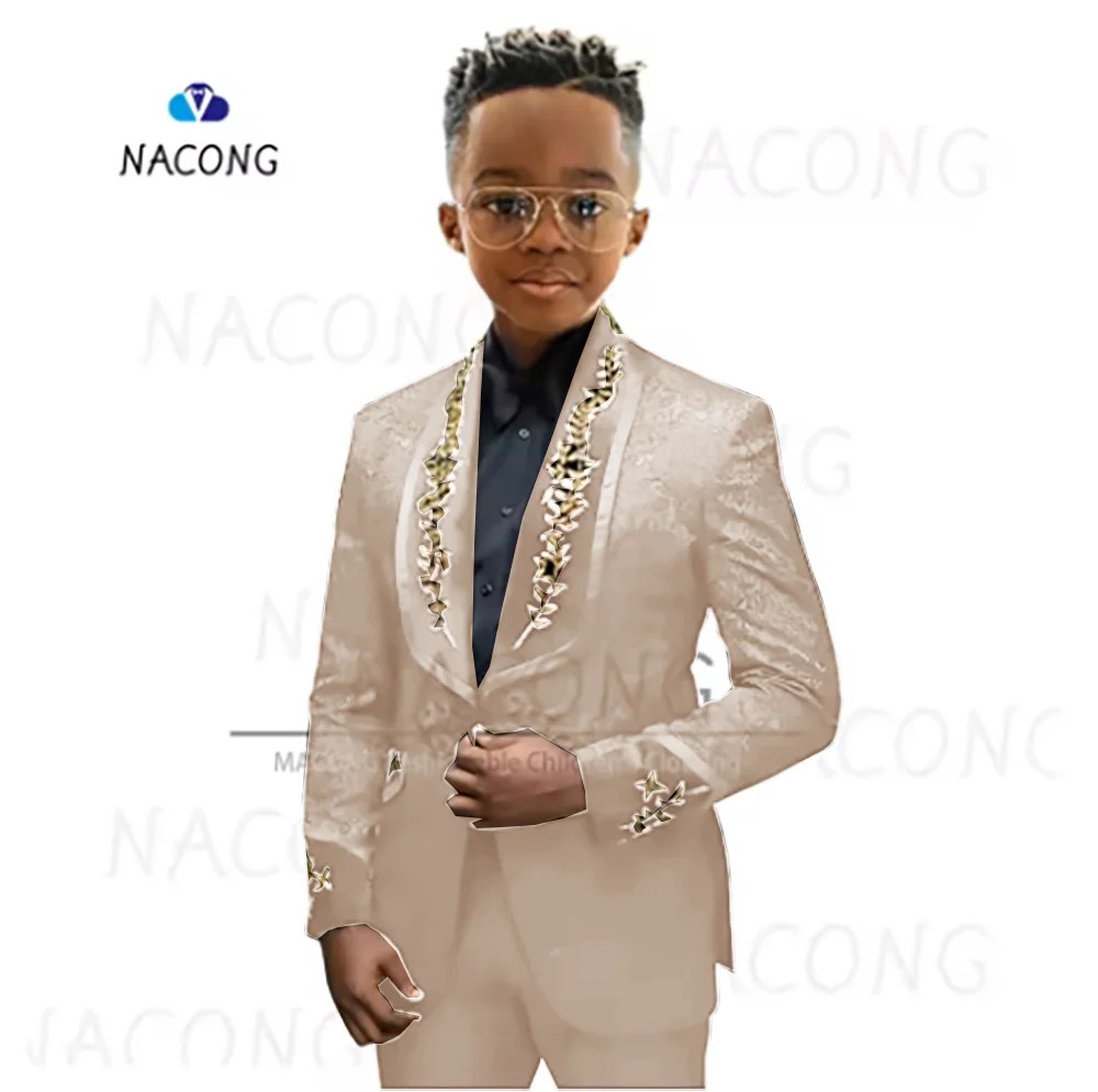 Boys Suit Classic Jacquard Embroidered Tuxedo 2-16 Years Old Weddings Celebrations boys formal suit set