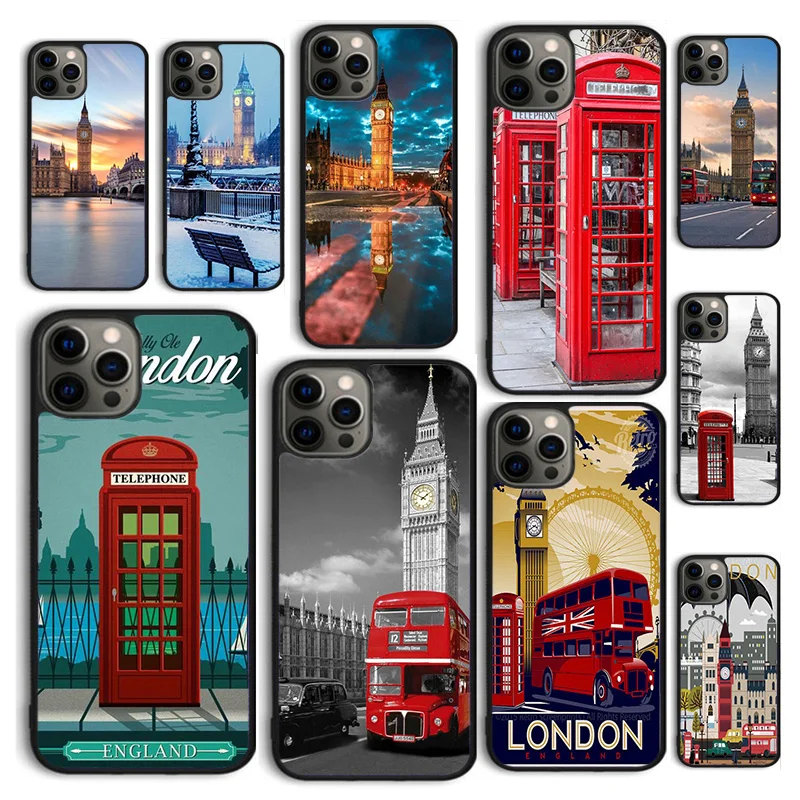 Autumu London Red Phone Bus Big Ben Cover Per Iphone 15 12 Mini Xs Xr 11 13 14 Pro Max Se2020 6 7 8 Plus Coque
