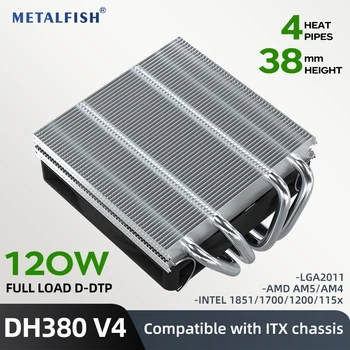METALFISH DH380 Low Profile CPU Cooler 38mm Height 4 Heat pipe Radiator for 1700/1200/115x/AM5 AM4 Mini ITX Compact Platform 1