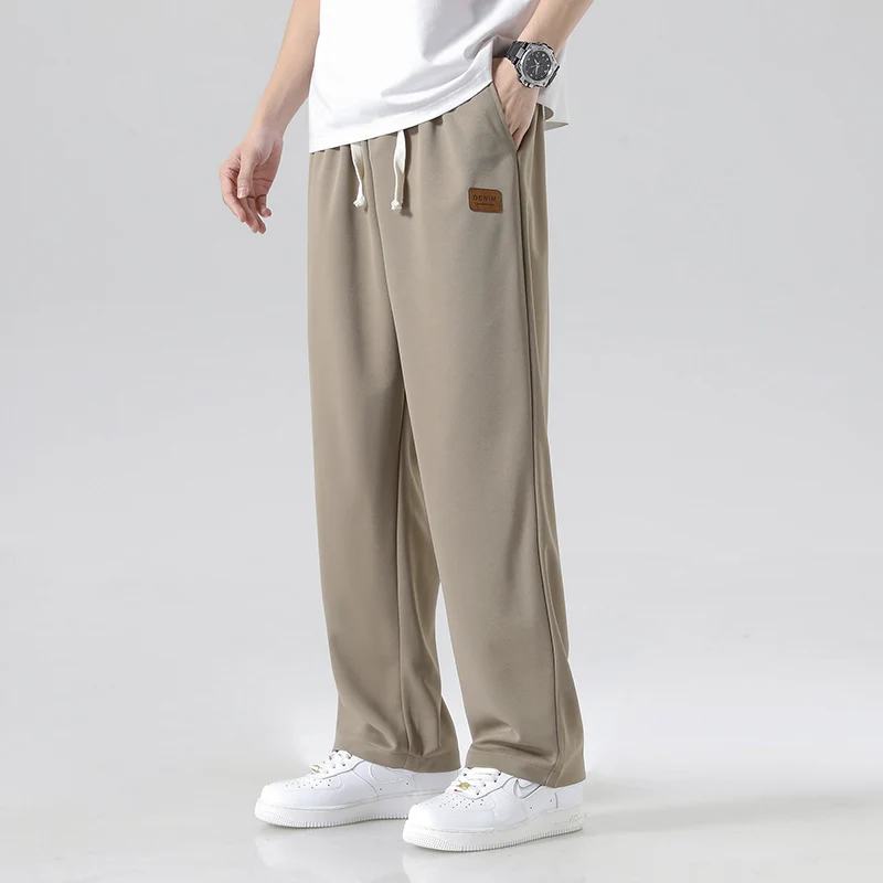 Source Street style loose fit rib custom logo mens track pants 100%  polyester striped pants on m.alibaba.com