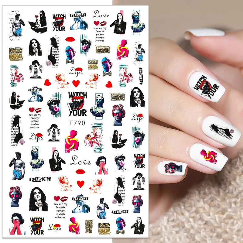 Maple Leaf Flower Gel Nail Sticker Rendering Nail Decals Sliders For Nails Black And White Butterfly Press On Nails Nail Supplie