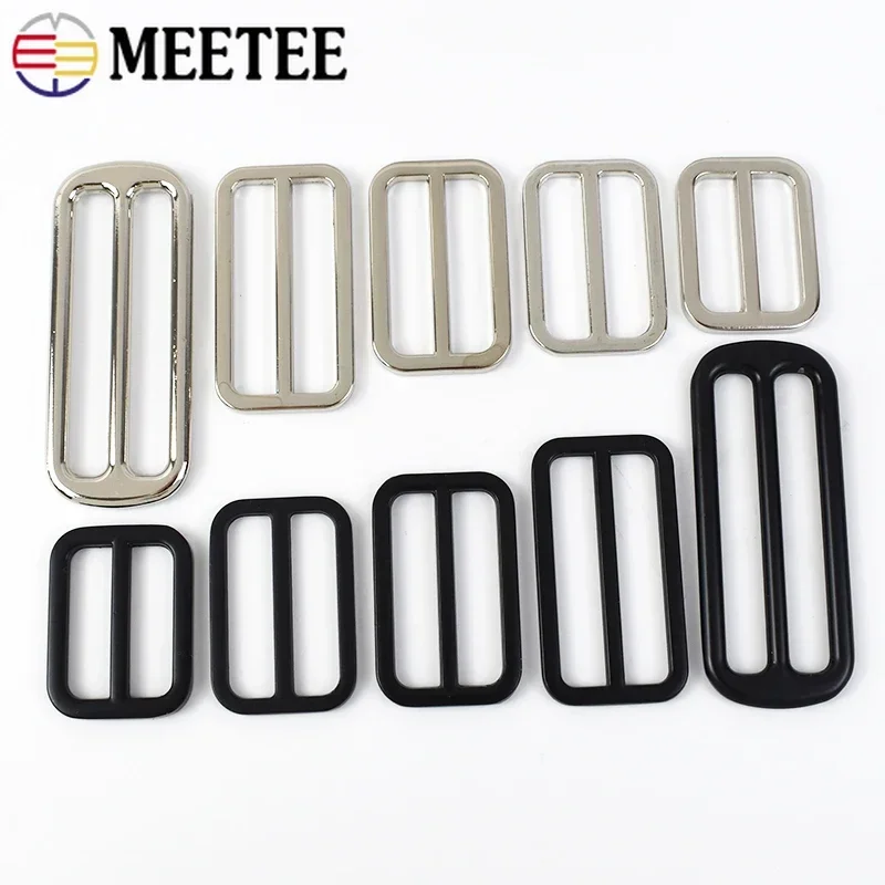 10/20Pcs 25-50mm Meetee Tri-Glide Metal Buckles Bag Strap Sliding Buckle Webbing Adjust Clasp Handbag Belt Clips Hook Accessory