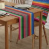 Mexican Serape Linen Table Runner Dresser Scarf Decor Colorful Striped Mexican Fiesta Day of The Dead Table Runner Party Decor 2