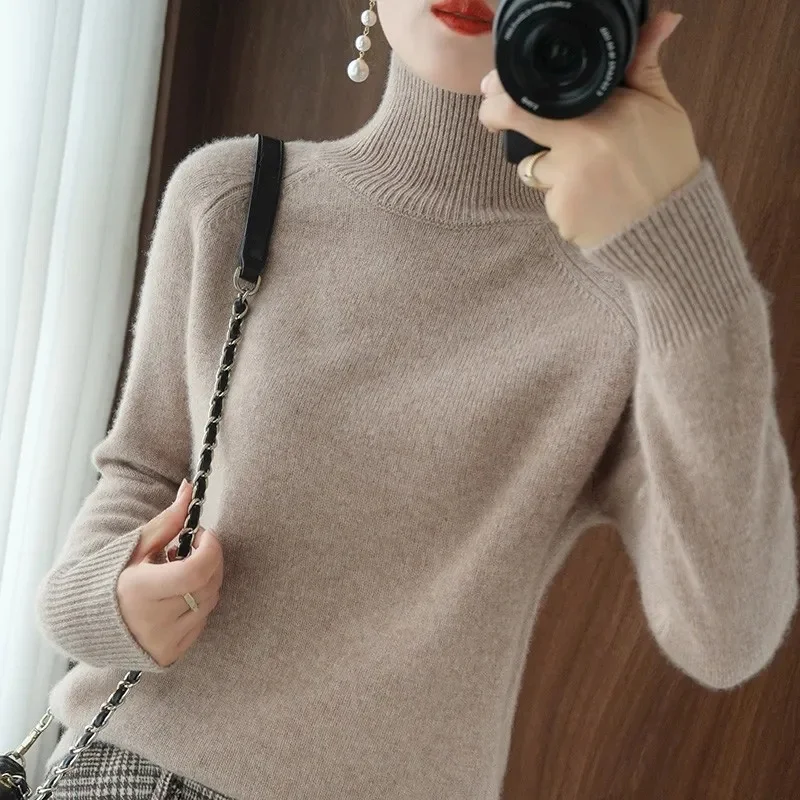 

2024 New Turtleneck Women Autumn Winter Pullover Sweater Basic Casual Slim Stretch Soft Ribbed Knitted Top Woman Sweaters