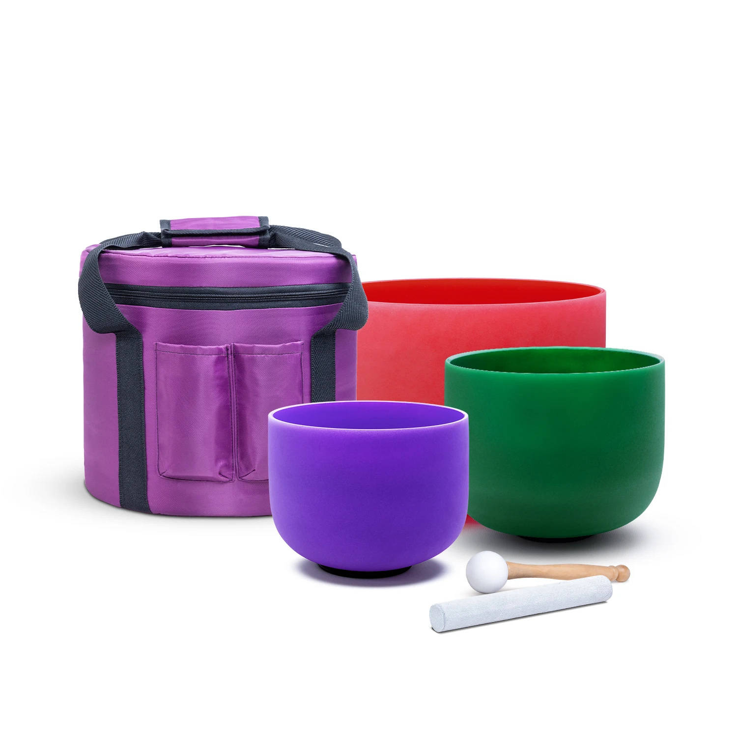 

Hye-eun 3pcs 8"B 10" F 12" C Colored Chakra Set of Frosted Quartz Crystal Singing Bowl with Carrying Bag for Yoga Sound Healing