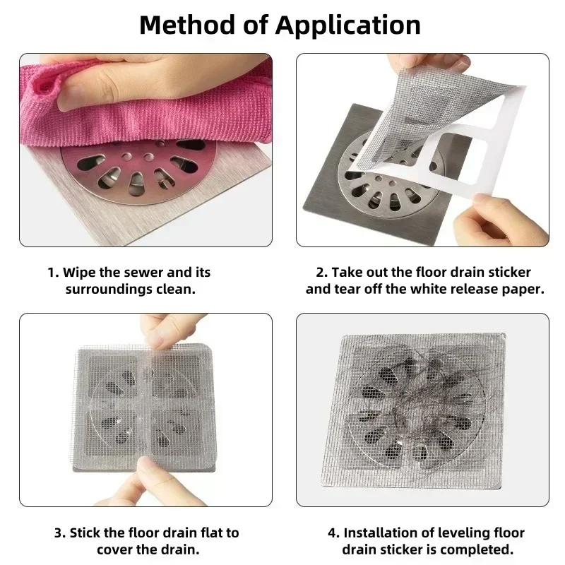 Disposable Hair Catcher Shower Drain Cover Mesh Stickers,Floor Drain Sticker Shower Cover Kitchen Bathroom Sink Strainer Stopper 5