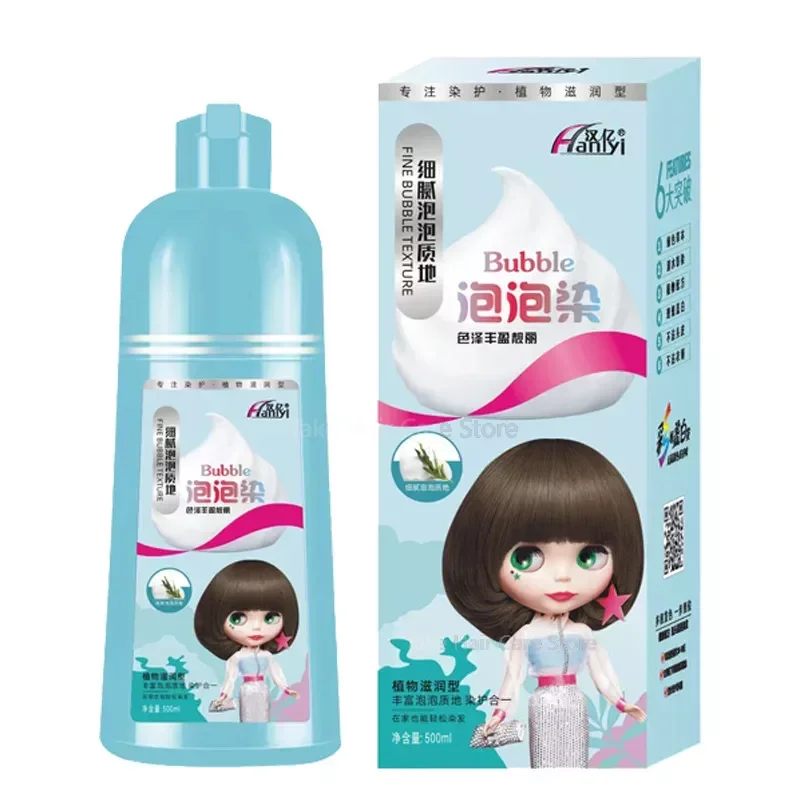 

500Ml Hair Color Product Botanical Bubble Hair Dye Shampoo Gentle Healthy Long Lasting Color Black Herbal Dyeing Instant Natural