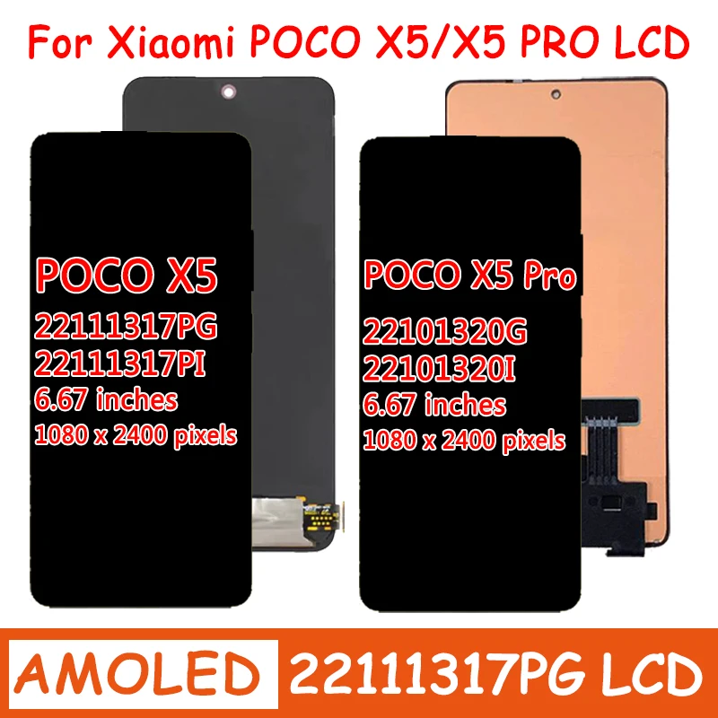 

AMOLED Poco X5 Screen For Xiaomi PocoX5 Pro X5Pro LCD 22111317PG 22101320G Display Screen Frame Touch Panel Digitizer Assembly