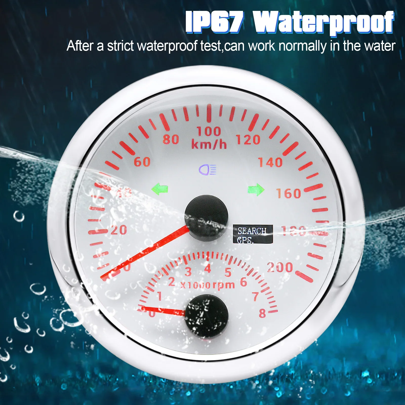Speed Meter Engine Tachometer Hour Meter HD 200KM/H 120KM/H Universal 2 in 1 85mm Digital Car GPS Speedometer With Tachometer 0-8000RPM Tacho Sensor for Marine Boat Car