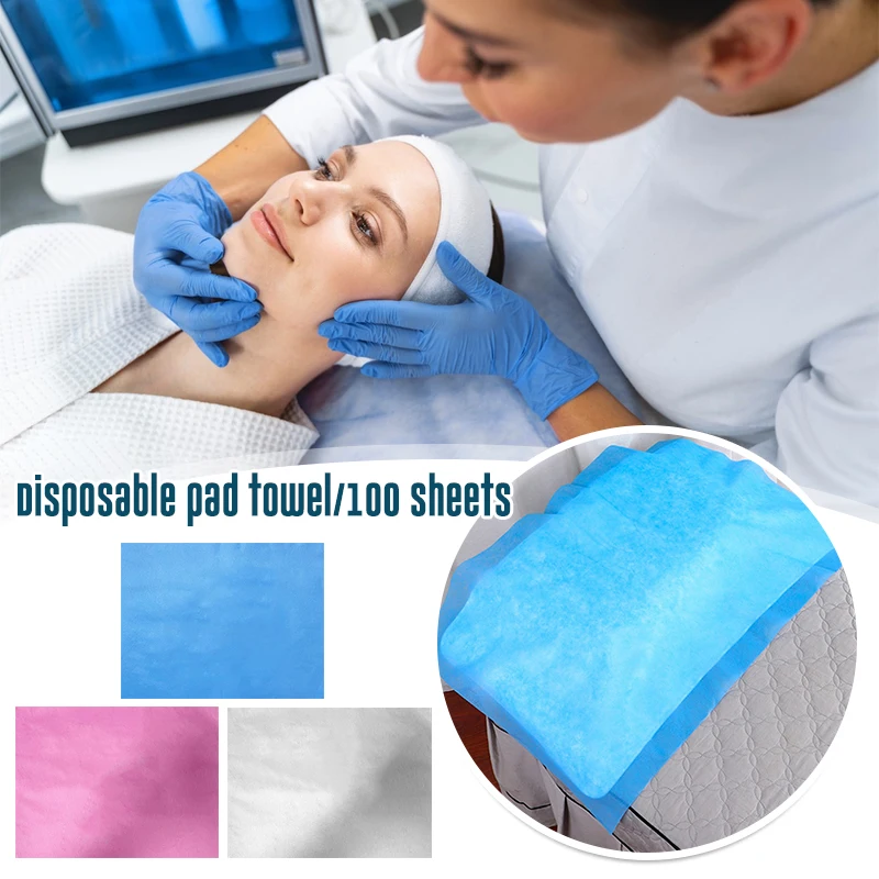 100pcs Disposable Beauty Salon Sheets Non-woven Massage Bedside Pillow Thicken Single Lying Towel Hotels SPA Towel Pad