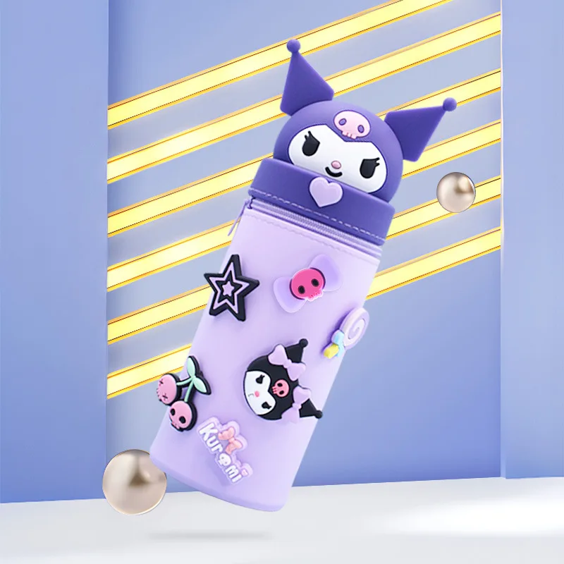 New Sanrio MyMelody Kuromi Cartoon Silicone Folding Dual purpose Pen Holder Pen Box Office Stationery Storage Device pencil case,pen holder,desk organizer,pen and brush holder,desk storage rack