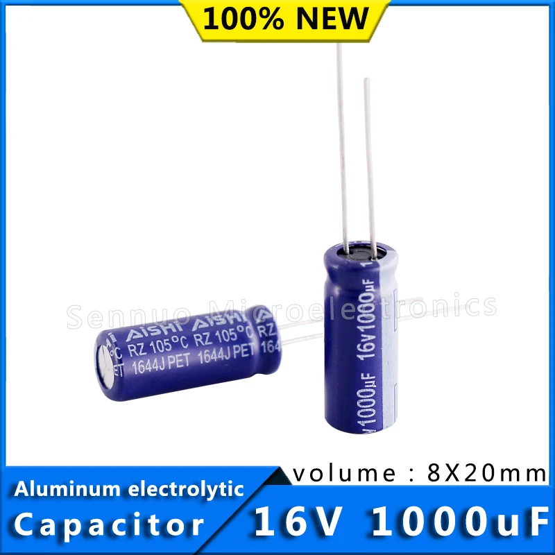 

10pcs 16V 1000UF 8*20 Low ESR Aluminum Electrolytic Capacitors 1000uf 16V High Frequency Low Resistance Electrolytic Capacitors
