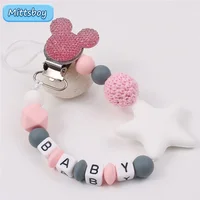 DIY Personalised Name Silicone Baby Pacifier Clips Chain Five Pointed Star Nipple Pacifier Name Holder Baby Newborn Shower Gifts