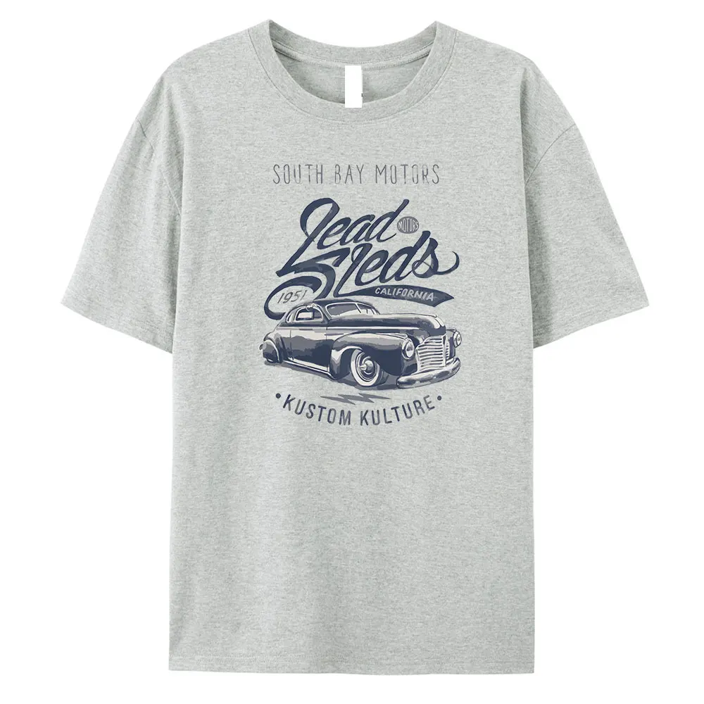 

Men's Cotton SOUTH BAY MOTORS Graphic Print T-shirt Tees Casual Loose Round Neck Street Style Tops for Men and Women