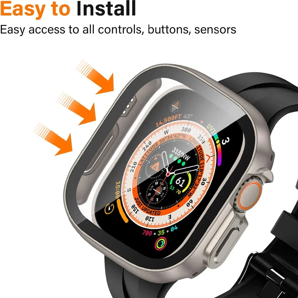 Apple Watch Screen Protector Case Watch Screen Protector Case Watch Accessories Watch Screen Protector Glass Cover For Apple Watch Ultra 2 49mm Screen Protector Cover PC Bumper Tempered iwatch series ultra 1 2 Protective