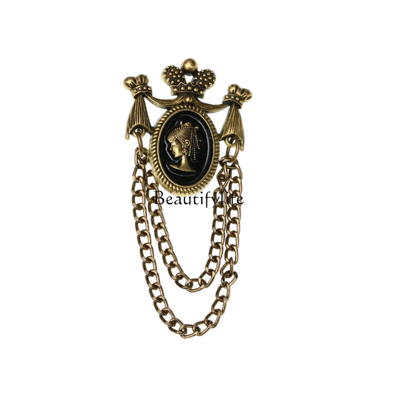 

Retro Chain Badge Fashion Female Suit Brooch Personality All-Match