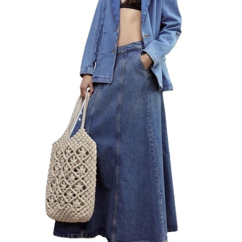 New Fashion Cotton Rope Woven Bag Women High-Quality Simple Hollow Handmade Tied Straw Handbags Summer Beach Casual Vacation