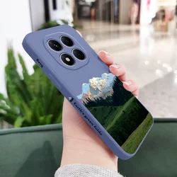 Charming Mountain Silicone Phone Case Cover for Poco X6 (Light Blue)