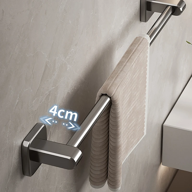 1PC Towel Holder Space Aluminum No Drilling Bathroom Organizers Self-adhesive Towel Bar Bathroom Shelves Kitchen Storage Rack